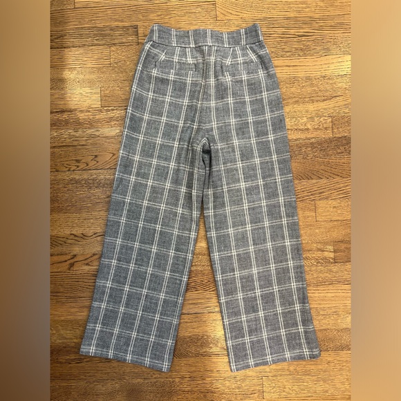 Express Super-High Waisted Plaid Linen-Blend Trouser Pant - 0 Short - Picture 4 of 4